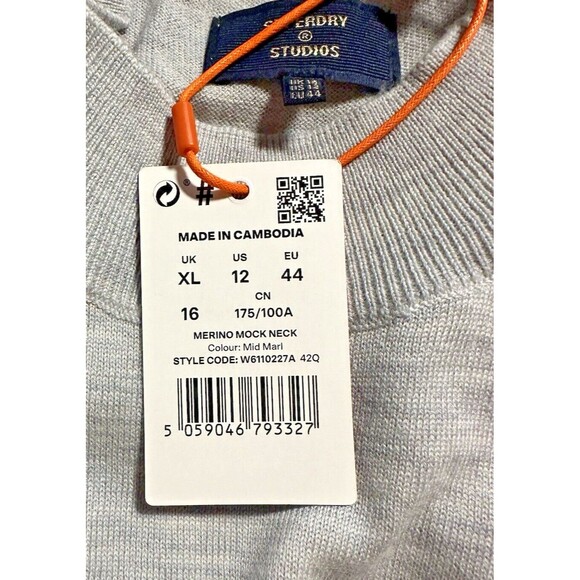 Superdry Studios Merino Mock Neck Jumper Sweater in Mid Marl Size 12 US NWT!!! - Picture 6 of 7